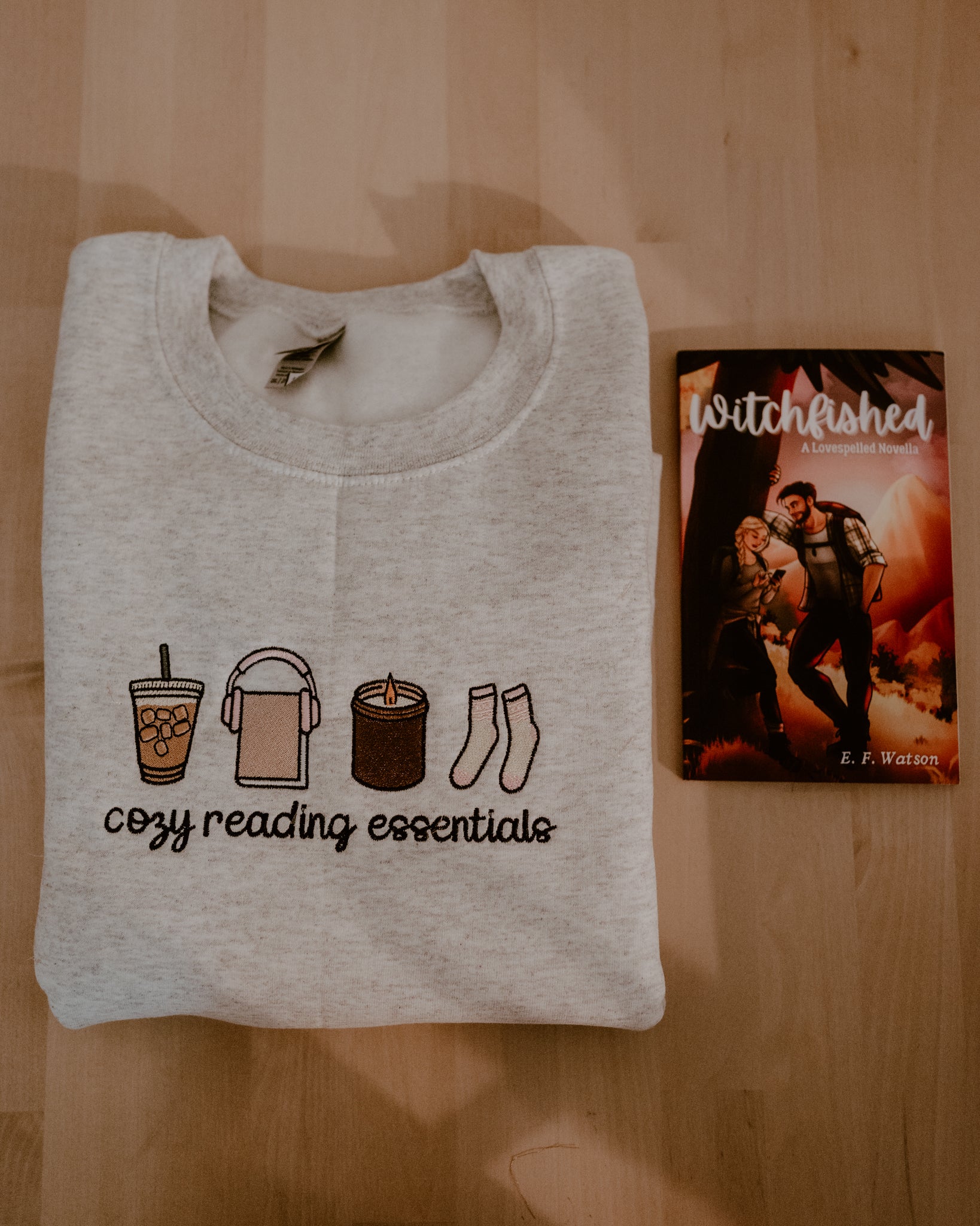 Cozy Reading Essentials Embroidered Crewneck