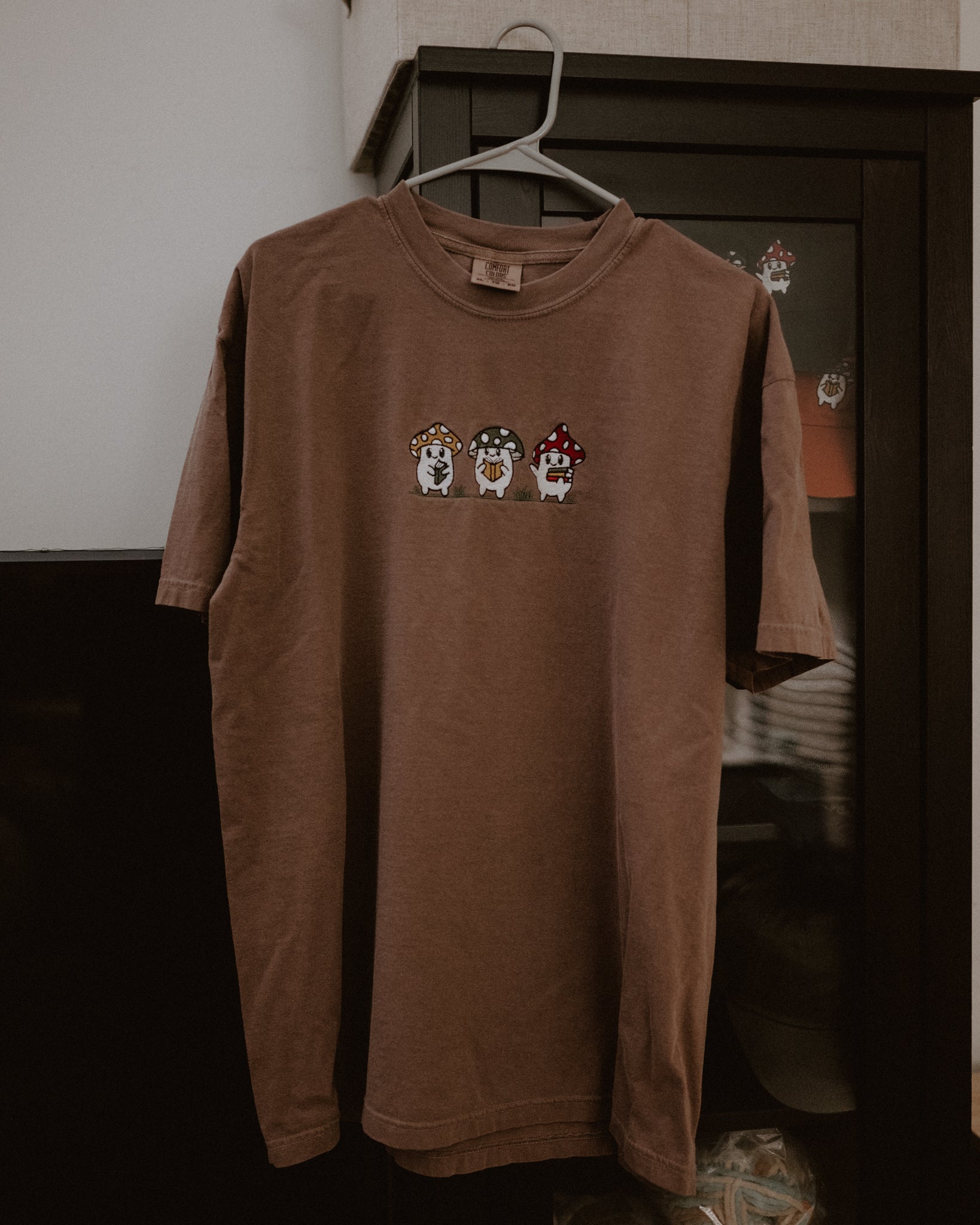 Reading Mushies Embroidered T-shirt