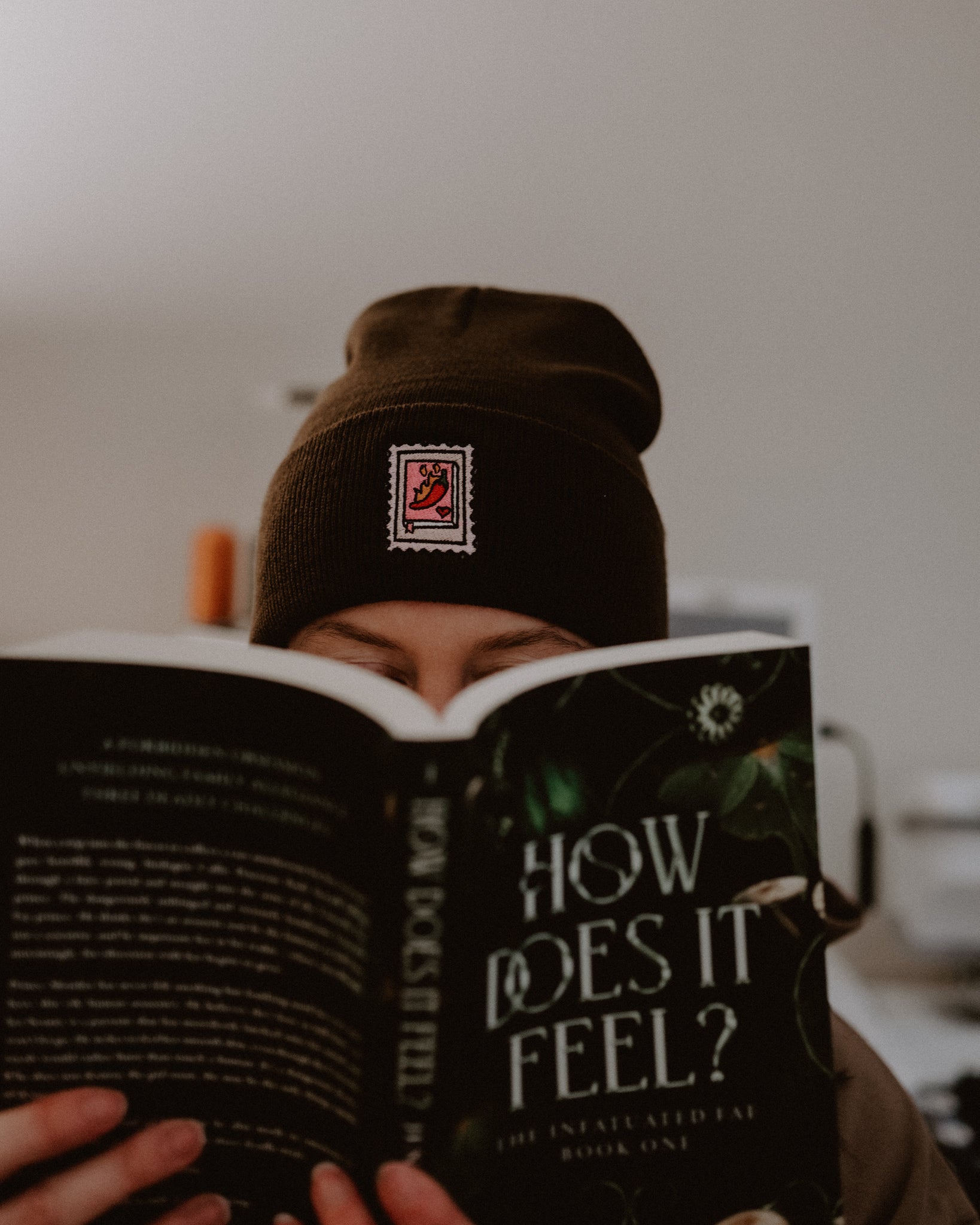 Spicy Book Stamp Embroidered Beanie