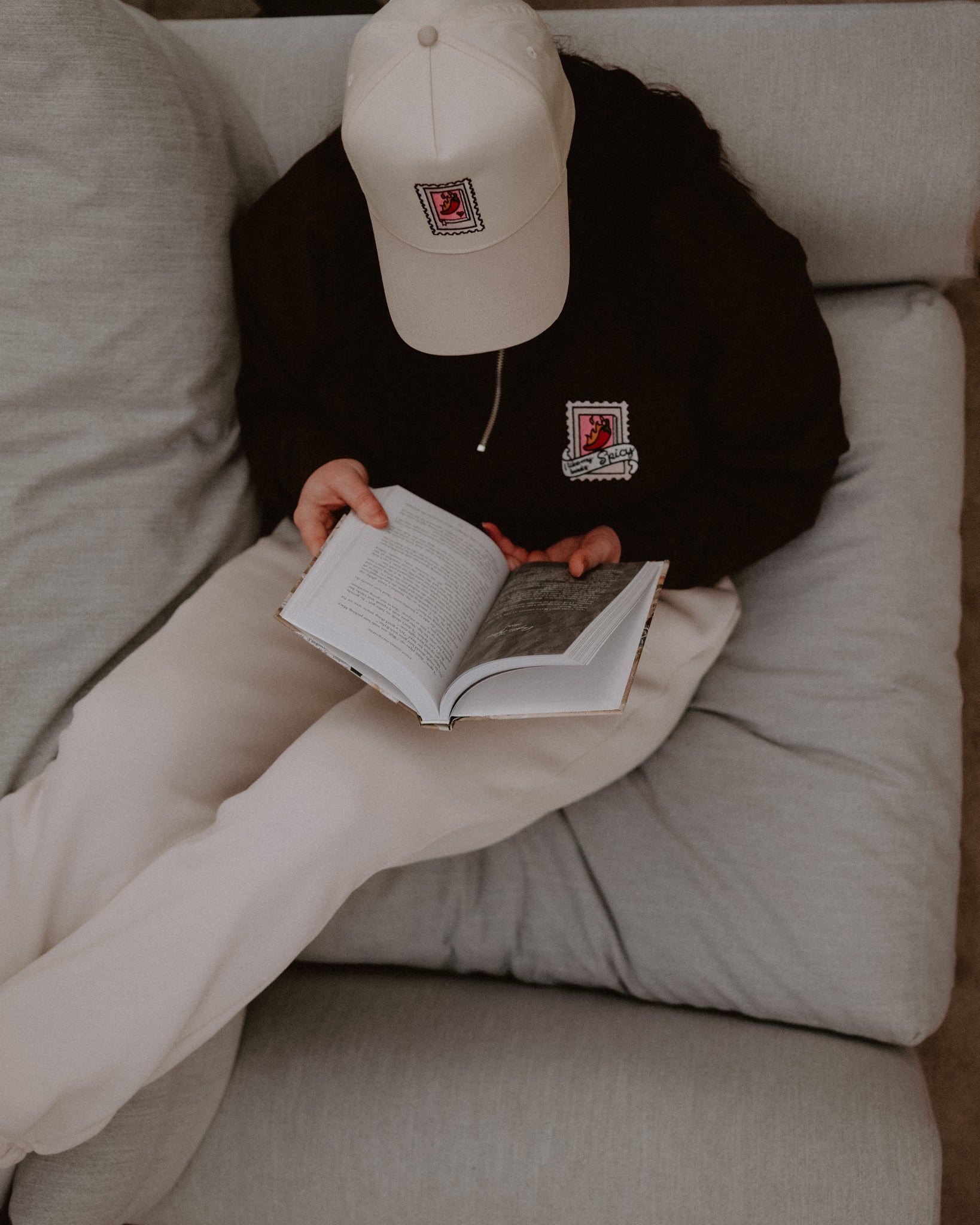 I Like My Books Spicy Embroidered Quarter Zip