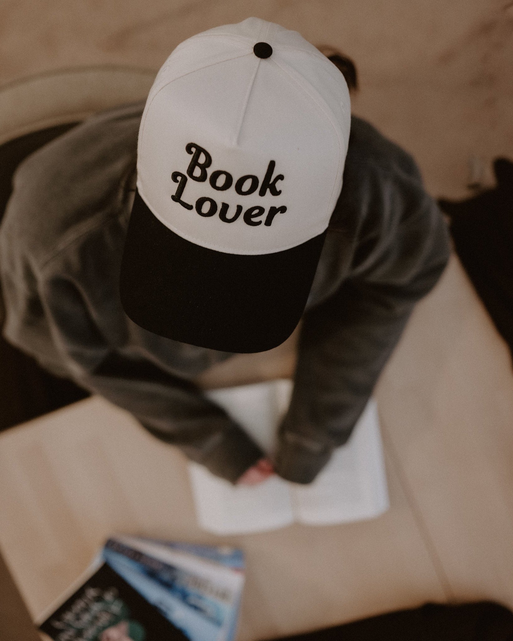 Book Lover Puff Embroidery Hat